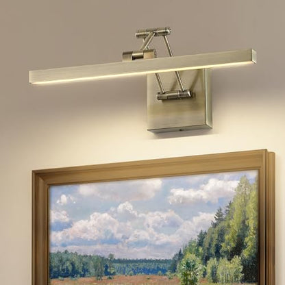 LED Picture Lights for Paintings Dimmable 15.5 Inch Long Hard-Wired Picture Frame Lights Gallery Wall Light with Adjustable Swing Arm Art Display Lamps 7W 3000K Warm White Antique Bronze - color: Hard-Wired Antique Bronze-square base, size: 15.7inch Dimma