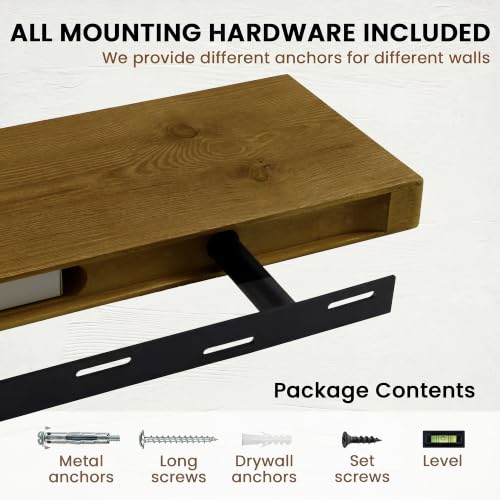 Solid Wood Floating Shelves for Wall 48 inch,Grey Wooden Shelf Set of 1 - color: Grey, size: 48inches-1P