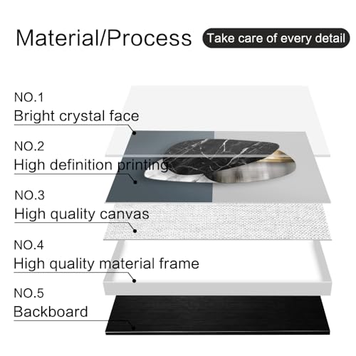 QKF 3Pcs Abstract Marble Geometric Crystal Surface Framed Canvas Wall Art - color: Black Ash, size: 24" X 32" X 3 pieces