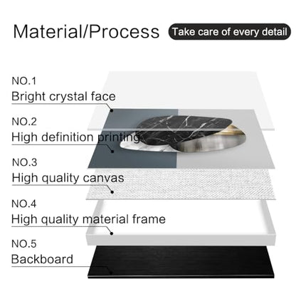 QKF 3Pcs Abstract Marble Geometric Crystal Surface Framed Canvas Wall Art - color: Black Ash, size: 24" X 32" X 3 pieces