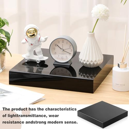 Chunful Black Acrylic Display Box Riser, 12"L x 12"W x 2"H Pedestal Stand - size: 12" W X 12 " D X 2 " H