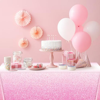 FunnyPars 3 Pack Ombre Pink Plastic Tablecloth for Parties,Gradient Pastel Pink Disposable Tablecloths Rectangle Tables,Light Pink Sprinkle Table Cover Wedding Birthday Anniversary Party,54x108Inch - color: Pink, size: 108" x 54" (3 Pack)