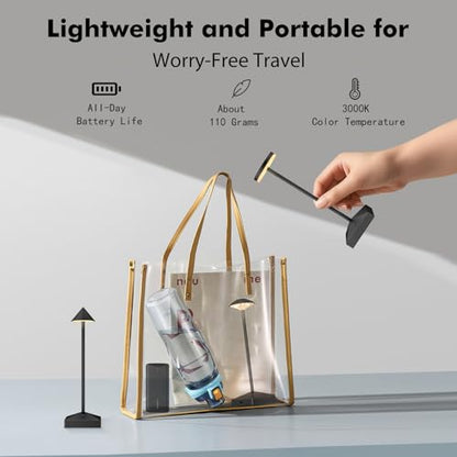 3 Pack Small Black Rechargeable Cordless Table Lamps Dimmable - color: Black-C
