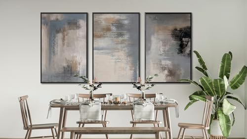 Large Framed Abstract Wall Art, Modern Grey Canvas Prints, 24"x36"x3 - color: grey, size: 24" X 36" X 3pcs Framed