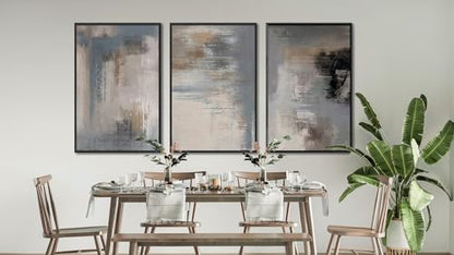 Large Framed Abstract Wall Art, Modern Grey Canvas Prints, 24"x36"x3 - color: grey, size: 24" X 36" X 3pcs Framed
