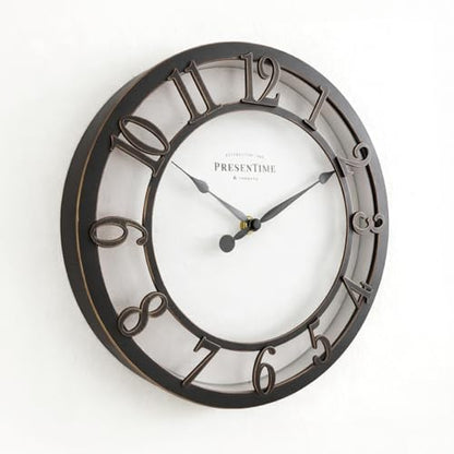 Presentime 10" Farmhouse Series Wall Clock - color: Oil Rubbed Bronze / Antique White, size: 10 inch