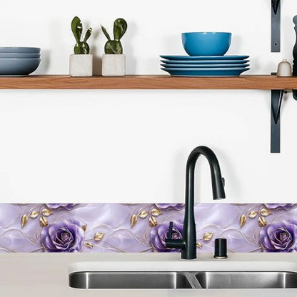 IVN Wallpaper Border Peel and Stick Wall Violet Gold Rose 4x196 Inch - color: Violet Gold Rose