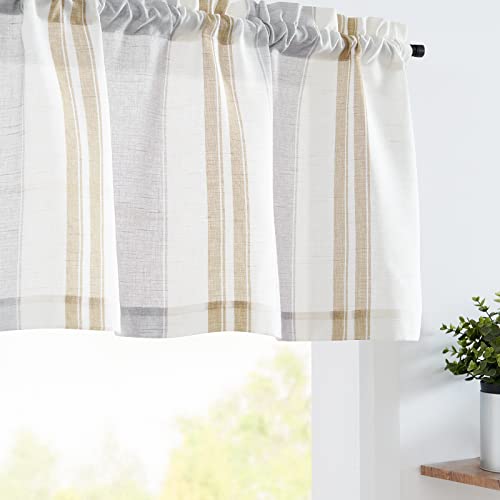 jinchan Linen Pencil Stripe Valances for Window 16 inch,Taupe Grey,1 Panel - color: Pencil Stripe | Taupe Grey, size: 50"W x 16"L (Pack of 1)