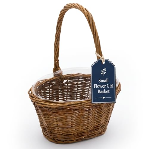 Royal Imports Small Oval Flower Girl Basket for Wedding 8.9" x 6.8" x 10.5"
