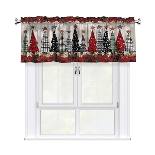 Christmas Trees Curtain Valance 54x18 Inches Window Treatment Rod Pocket Valance for Kitchen Bathroom Bedroom - color: Christmas Trees