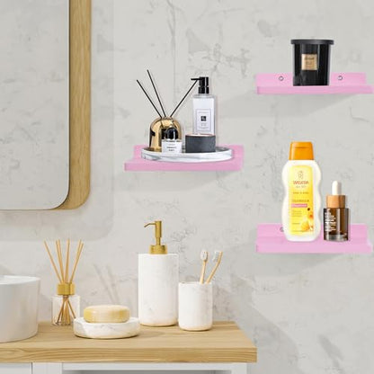 Small Floating Shelves for Wall,5 x 8.5 Inch,Set of 3,Pink - color: Pink