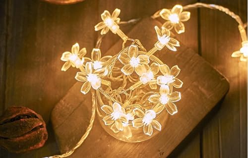 Flower String Lights, WFGGEH 20ft 40 LED USB Powered Cherry Blossom Fairy String Lights for Party Birthday Wedding Christmas Home Decoration