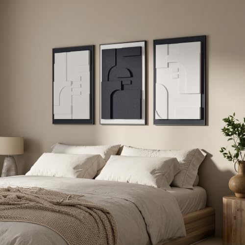 JACUKO Large Wall Art 3D Textured Modern Abstract 3-Piece 24x36 Inch - size: 24"W x 36"H x 3Pcs