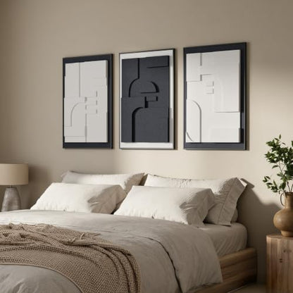 JACUKO Large Wall Art 3D Textured Modern Abstract 3-Piece 24x36 Inch - size: 24"W x 36"H x 3Pcs