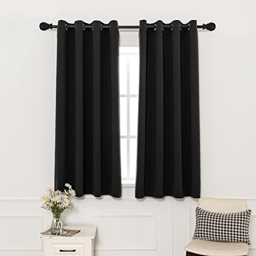 Pickluc Black Blackout Curtains with Grommet 63 Inches Long 2 Panels Set, Light Blocking Window Drapes for Living Room, Thermal Insulated, Noise Reduction, Privacy Protection, 52" Wide x 63" Length - color: Black, size: 52"W x 63"L (Pack of 2)