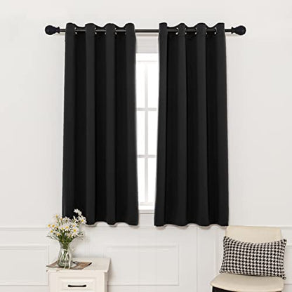 Pickluc Black Blackout Curtains with Grommet 63 Inches Long 2 Panels Set, Light Blocking Window Drapes for Living Room, Thermal Insulated, Noise Reduction, Privacy Protection, 52" Wide x 63" Length - color: Black, size: 52"W x 63"L (Pack of 2)