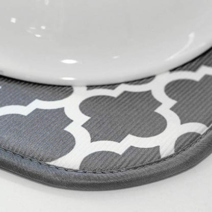 S&T INC. Dish Drying Mat, 2 Pack, 16" x 18", Large, Grey and Grey Trellis