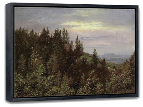 Aubeeba Forest Wall Art Landscape Pictures Canvas Artwork Decor,Vintage Framed Mountain Scenery Painting for Living Room Office Bedroom 12x16 inches - color: Forest, size: 16"L x 12"W