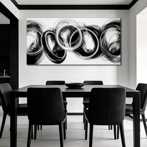 MXUNYZ Black and White Abstract Canvas Wall Art 58x29 Inch - color: Black, size: 58"L x 29"W