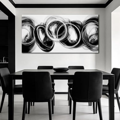 MXUNYZ Black and White Abstract Canvas Wall Art 58x29 Inch - color: Black, size: 58"L x 29"W