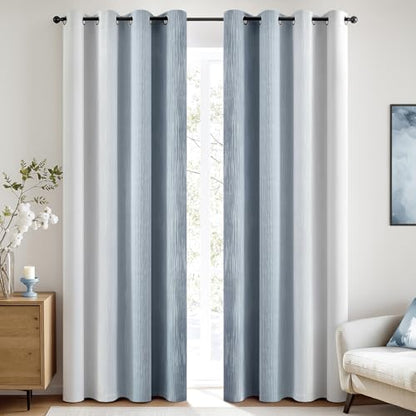 MIULEE Chambray Blue and Greyish White Ombre Blackout Curtains 52Wx90L - color: Chambray Blue and Greyish White, size: 52"W x 90"L (Pack of 2)