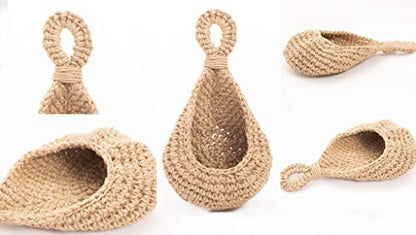 Small Jute Hanging Wall Basket, Handmade Planter for 3- Inch Plant Pots