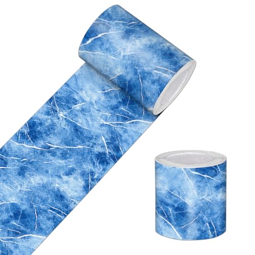 HOMETITUTE Peel and Stick Wallpaper Border 4x196in Blue Crystal Pattern - color: Blue crystal texture