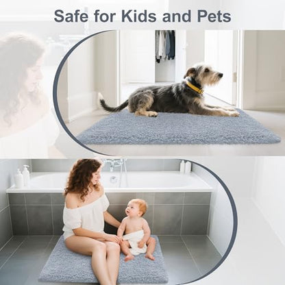 Bathroom Rugs Non Slip 30"x20" Soft Absorbent Bath Mat, Blue Grey - color: Blue Grey, size: 30" x 20" (Rectangular)