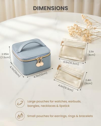 Lolalet Travel Jewelry Organizer for Women, Jewelry Case with Mirror - color: Blue