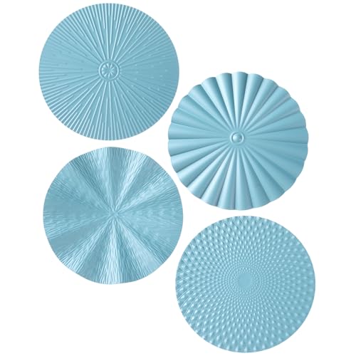 Hicarer 4 Pcs 12 Inch Blue Metal Wall Art Decor Modern Sunburst Decor | Sculpture Hanging Artwork, Metallic Finish, Lightweight, Easy Installation, for Home Living Room Bedroom Office Bathroom Gift - color: Ocean Blue