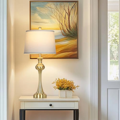 CINSARY Gold Table Lamp for Living Room, 29" Bedside Lamp with USB C+A - color: Gold