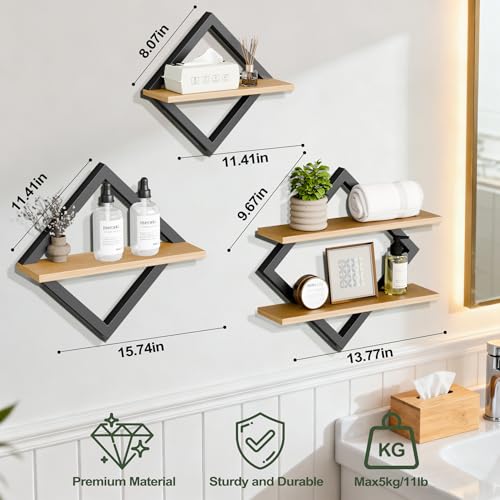 Set of 3 Floating Shelves for Wall, Hanging Wall Shelves Decor living Room