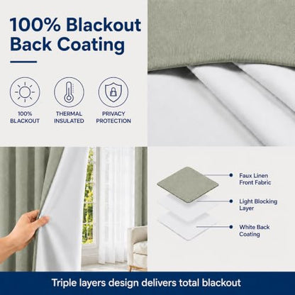 Layered Window Treatments Curtains for Bedroom, Living Room, 4 Panel Set - color: Taupe, size: 37"W x 84"L (Pack of 4)
