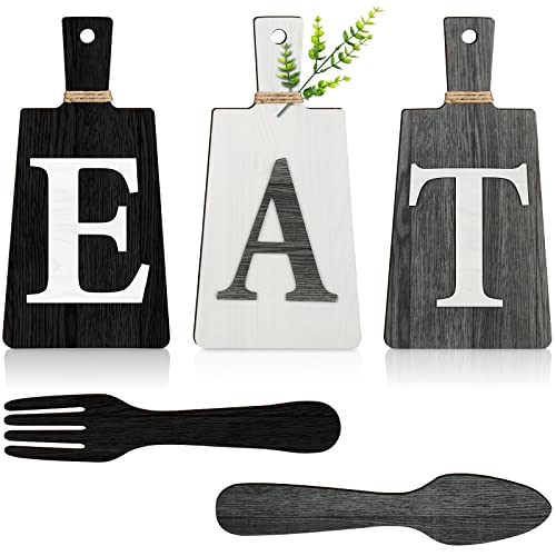 Jetec Cutting Board Eat Sign Set Wall Decor, Black, White, Gray - color: Black, White, Gray