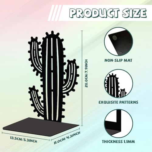Peacoblue 5.3"x4.3"x7.9" Metal Bookends, Heavy Duty Book Ends for Shelves - style: Cactus