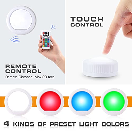 EverBrite 3-Pack Tap Lights, LED Puck Lights with Remote Control