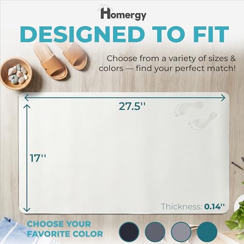 Homergy Bath Mat for Bathroom Non Slip, Quick Dry, 18x28 in, White - color: White, size: 18" x 28"