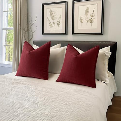 MIULEE Pack of 2 Christmas Burgundy Chenille Pillow Covers 18x18 Inch - color: Burgundy, size: 18" x 18" (Pack of 2)