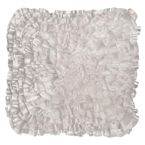 Cream White Accent Ruffle Decorative Throw Pillow Covers for Bed Sofa Couch - color: White