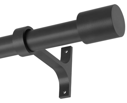 Matte Black Curtain Rods with Cap Finials, Single 144-164" Telescoping Heavy Duty 1-Inch Window Treatment Rods - color: Matte Black, size: 144-164"