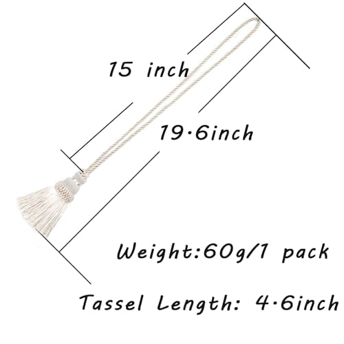 4 Pack Curtain Tie Backs Rope Tassels for Curtain Holdback - color: Beige, size: 4p