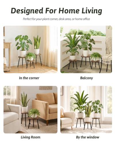 GENTINGBRO plant stand indoor 5 pack wood plant stool set mid century