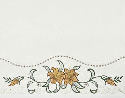 GOHD Lily Fragrance 3pcs Colorful Embroidery Kitchen Cafe Curtain Set.Gold - color: Gold