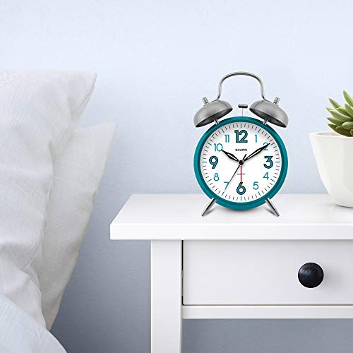 Sharp SPC851 Twin Bell Alarm Clock, Teal - color: Teal