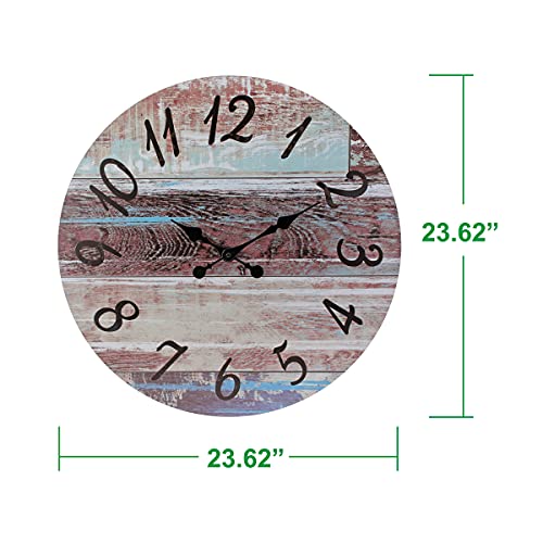 Stonebriar Vintage Farmhouse 23 Inch Round Battery Operated Hanging Wall Clock - size: 23.5 Inch
