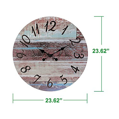 Stonebriar Vintage Farmhouse 23 Inch Round Battery Operated Hanging Wall Clock - size: 23.5 Inch