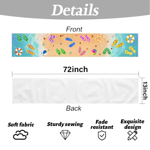 Summer Beach Table Runner, Flip Flops Seaside Themed Birthday Decoration - color: Summer Beach