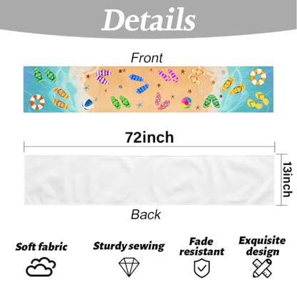 Summer Beach Table Runner, Flip Flops Seaside Themed Birthday Decoration - color: Summer Beach
