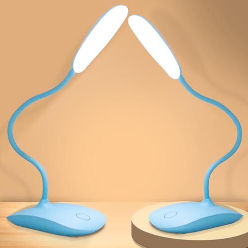 Portable Battery Powered Desk Lamp Small Rechargeable LED Table Light - color: Blue（2PACK)