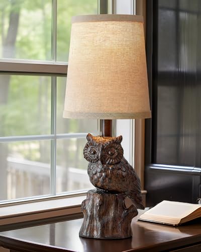 Small Table Lamp for Bedroom, 14.25" Farmhouse Resin Brown Nightstand Lamp - color: ‏‏‎ ‎‏‏‎ ‎Brown